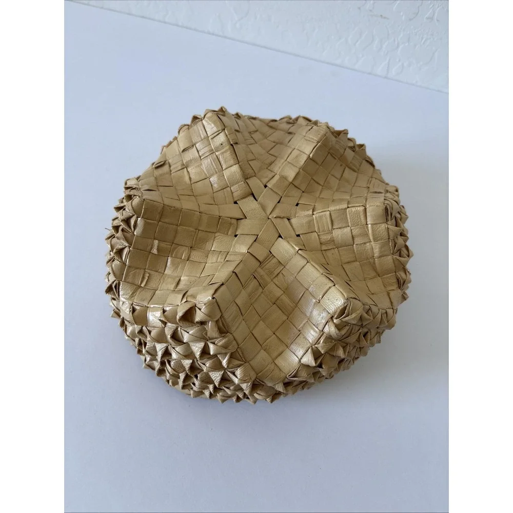 Vintage Handmade Lauhala 6 Point Basket Hawaiian